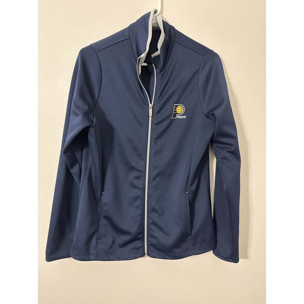Antigua Womens Indiana Pacers Jacket Sz M Navy Blue Full Zip Pockets Long Sleeve